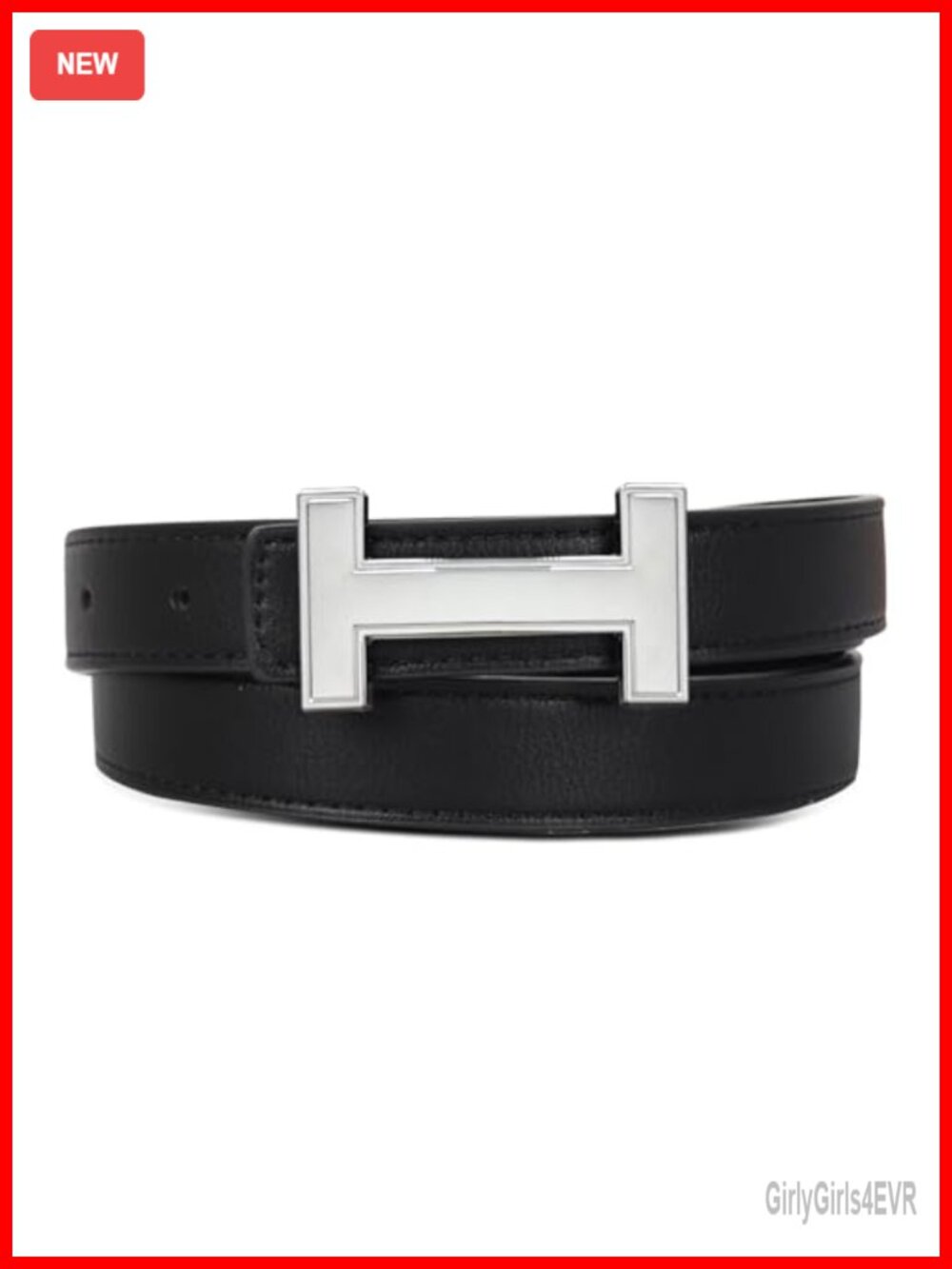 Women's Classic Leather Belt with Detachable Gold Buckle, Versatile Waist Band